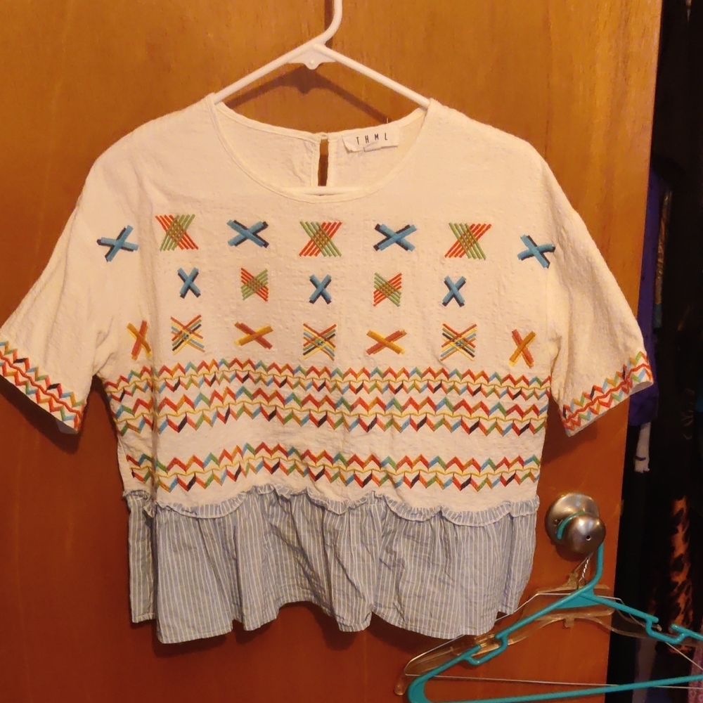 THML Ivory Textured Blouse